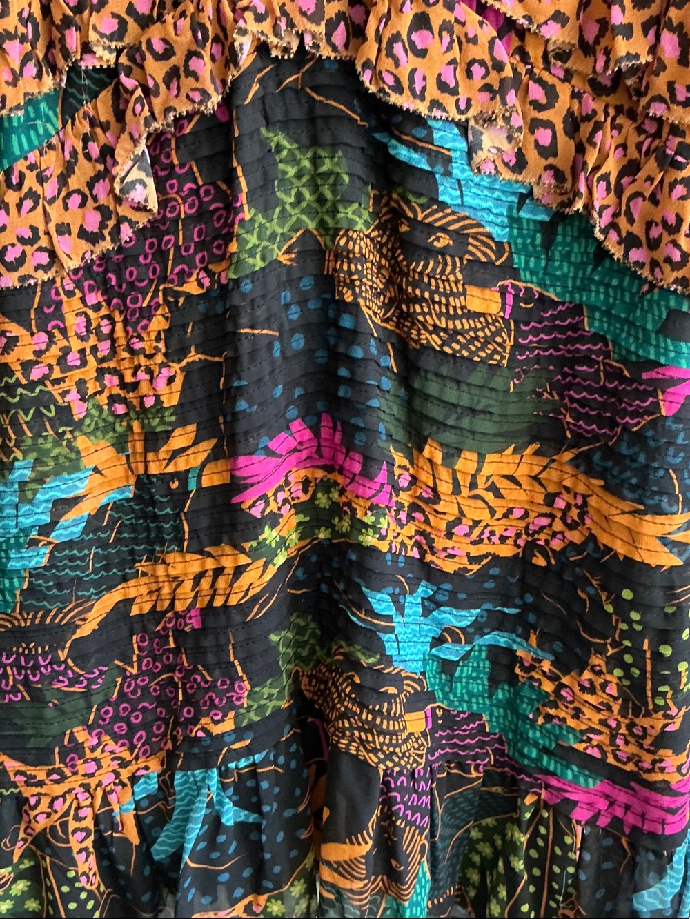 FARM Rio Multicolor Ruffled V-Neck Tunic with Black Base - Picture 3 of 7